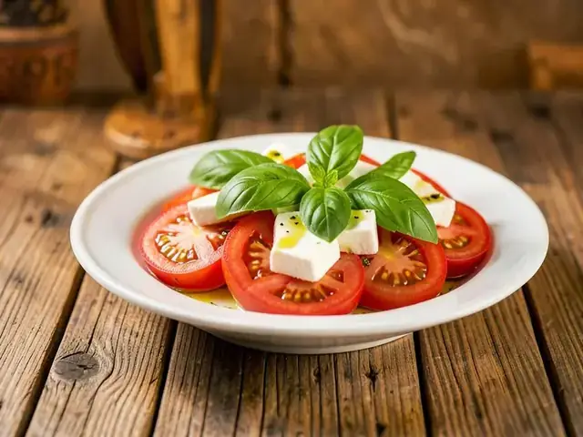 Caprese with tomatoes, mozzarella and basil