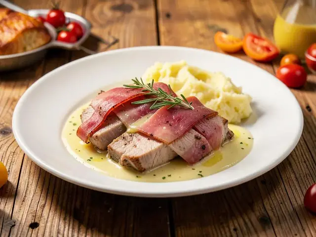 Saltimbocca alla romana with mashed potatoes