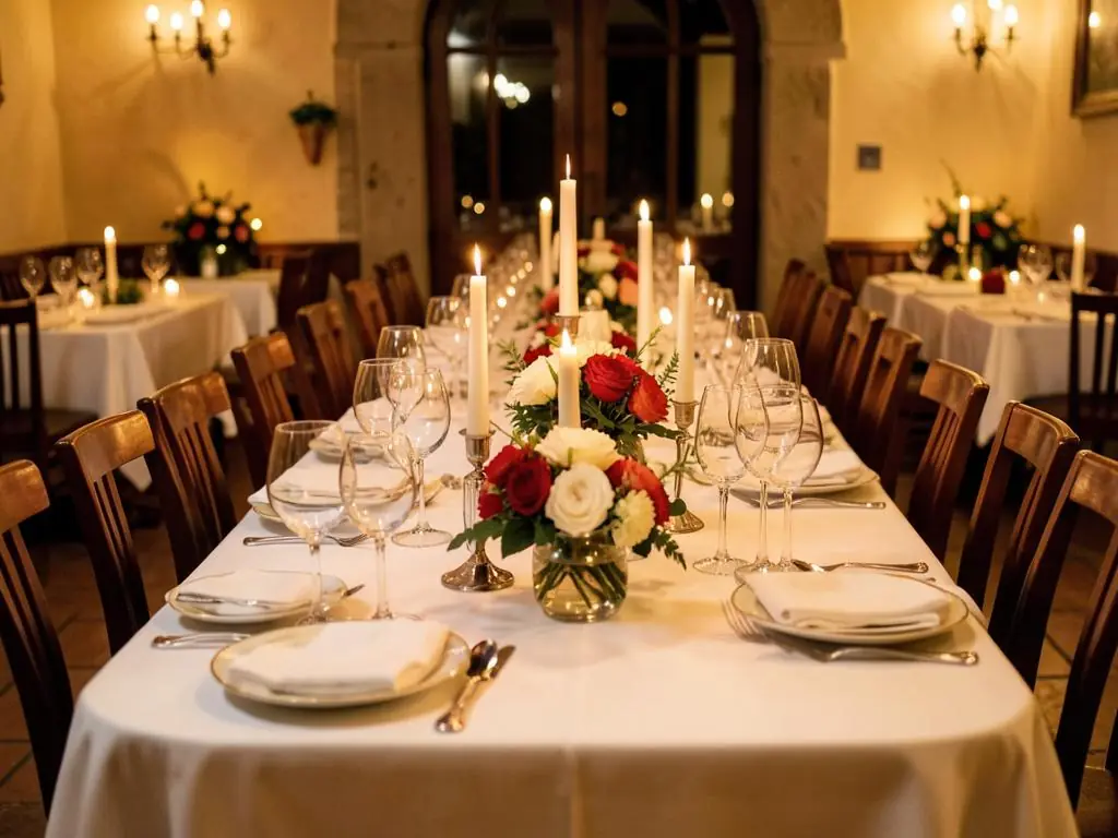 Festlich gedeckte Tafel für Hochzeiten und Feiern bis 200 Personen im Ristorante Alsterschleuse