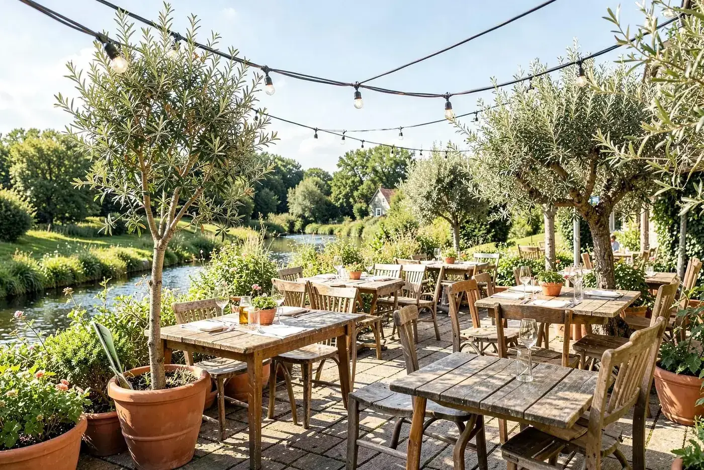 Summer terrace of Ristorante Alsterschleuse – celebrate outdoors near Tangstedt